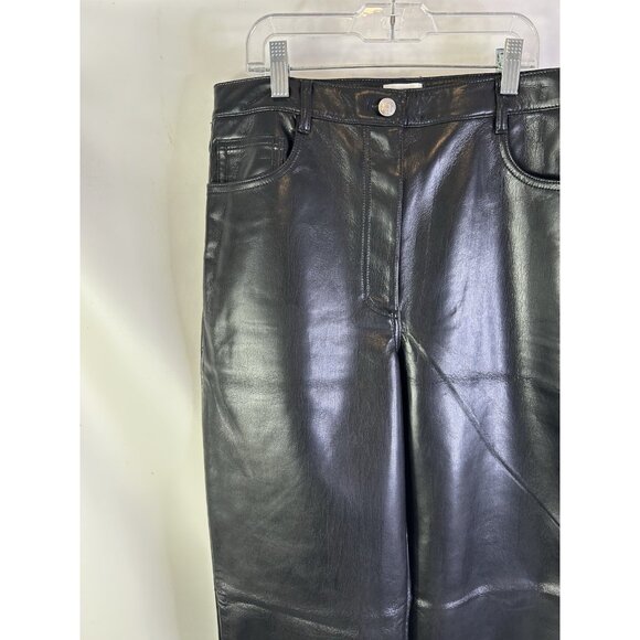 Wilfred Black Faux Vegan Leather High Rise Straight Pants - Picture 5 of 10